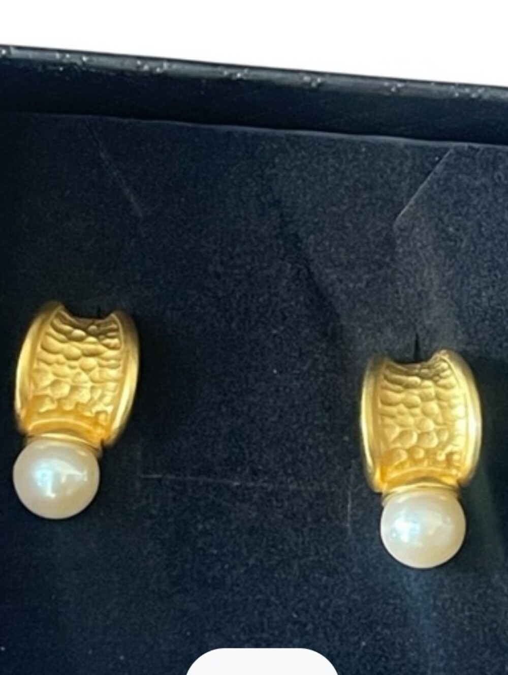 Givenchy Rare Vintage Goldplate & Faux Pearl Drop Earrings Pierced